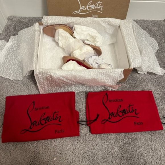 *NIB* Sz 8.5 Nude Christian Louboutin slide sandal, clear PVC & patent leather - Picture 6 of 10